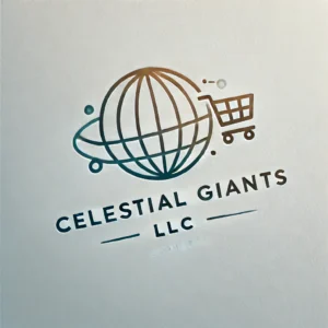 DALL·E 2024-11-26 11.40.07 - A simple and attractive logo design for 'Celestial Giants LLC', an e-commerce company. The logo features a minimalistic globe outline with orbiting li
